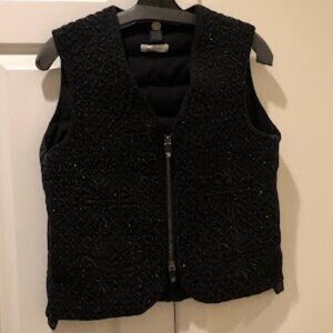Valentino Beaded Embroidered Padded Back Jacket Vest  Color Black Size 40 (M)
